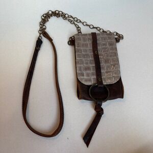 Canoe Leather Crossbody Phone Bag OS Brown Excellent Handcrafted USA